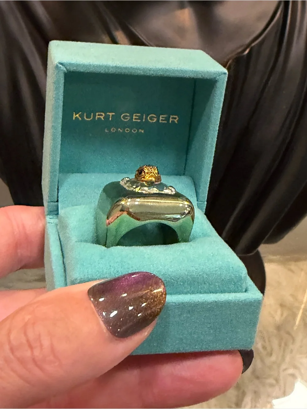 Kurt Geiger Gold-tone Dome Ring with Heart Accent 6.5-7